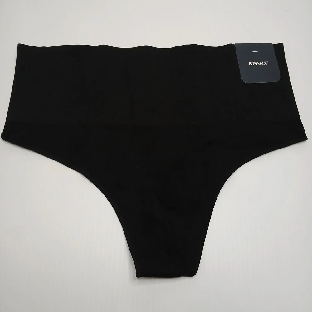 SPANX Black Seamless Thong Panty Underwear XL Comfortable Shaping Waistband